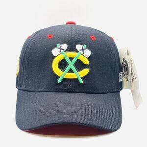 Vintage 90s Chicago Blackhawks NHL Alternate Logo Snapback Strap CCM NOS DS Wool